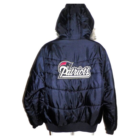 Men's L Reebok NFL New England Patriots Winter Jacket Hood - Picture 1 of 13